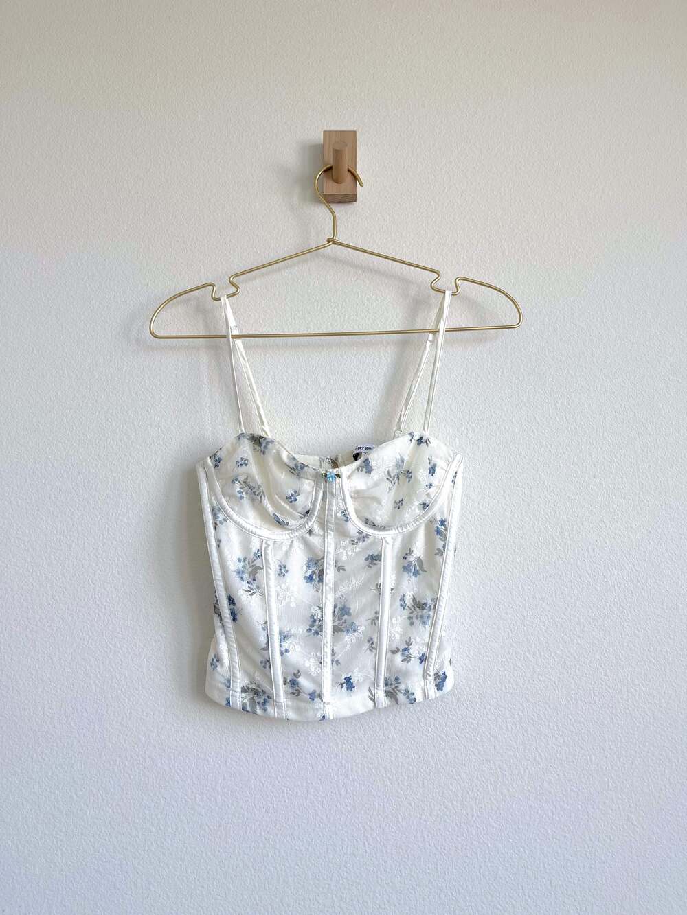Pretty Garbage Y2K Coquette Romantic Floral Mesh Corset Top - Size XS